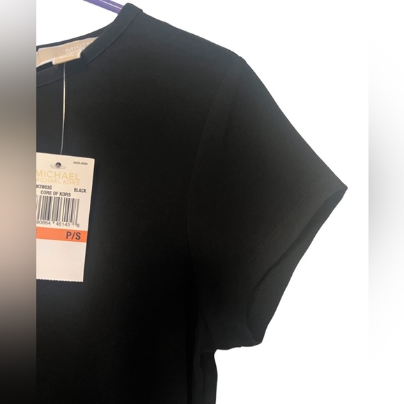 NWT Michael Kors Women’s Black Crew Neck Short Sleeve Pleated Hem Dress SzP/S - Picture 8 of 16